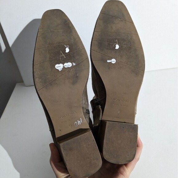 Aquatalia Fuoca Suede Stacked Heel Boots - Picture 9 of 11